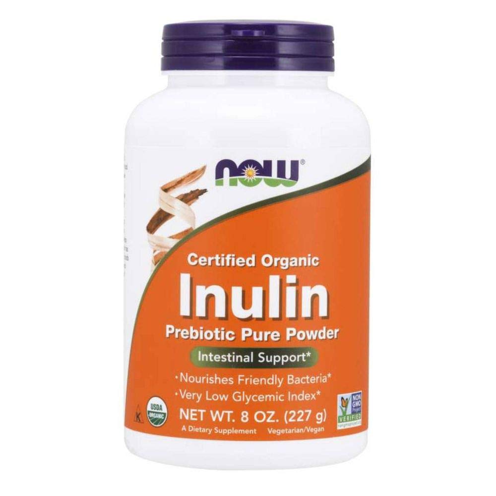 NOW Foods Inulin Prebiotic Fos 8 oz bottle (Pack of 2) - front view