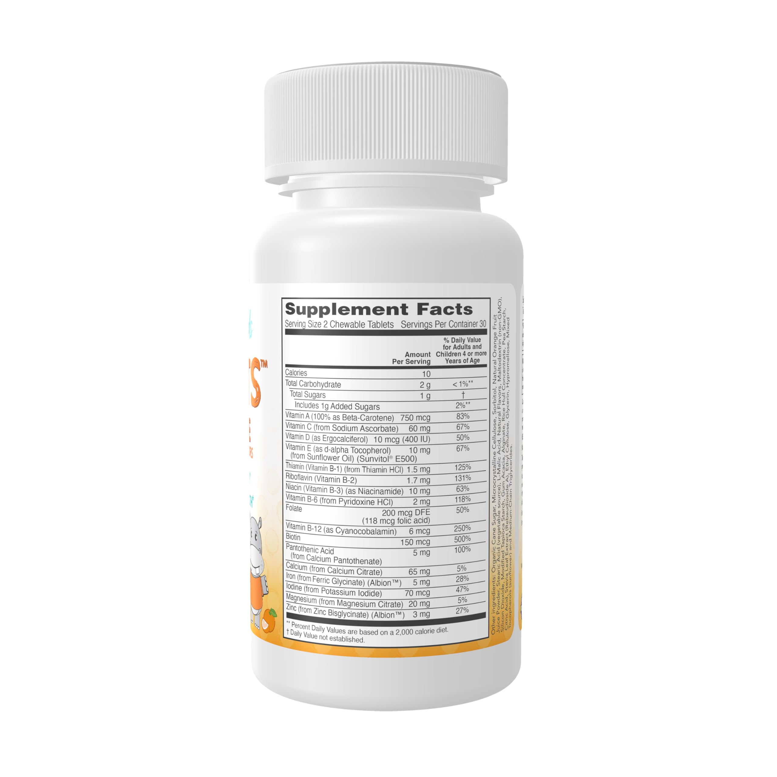 Close-up of Juicy Orange chewable tablets