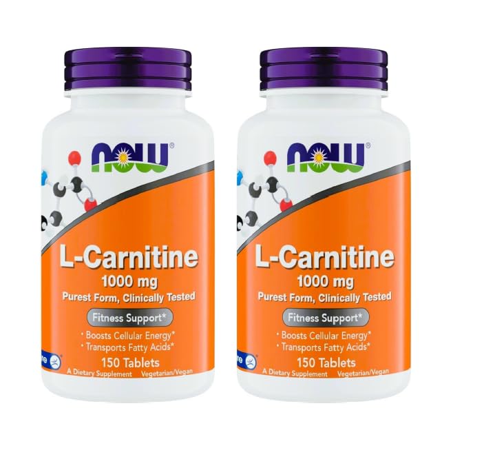 NOW L-Carnitine 1000 mg bottle and 150 tablets value size Pack of 2