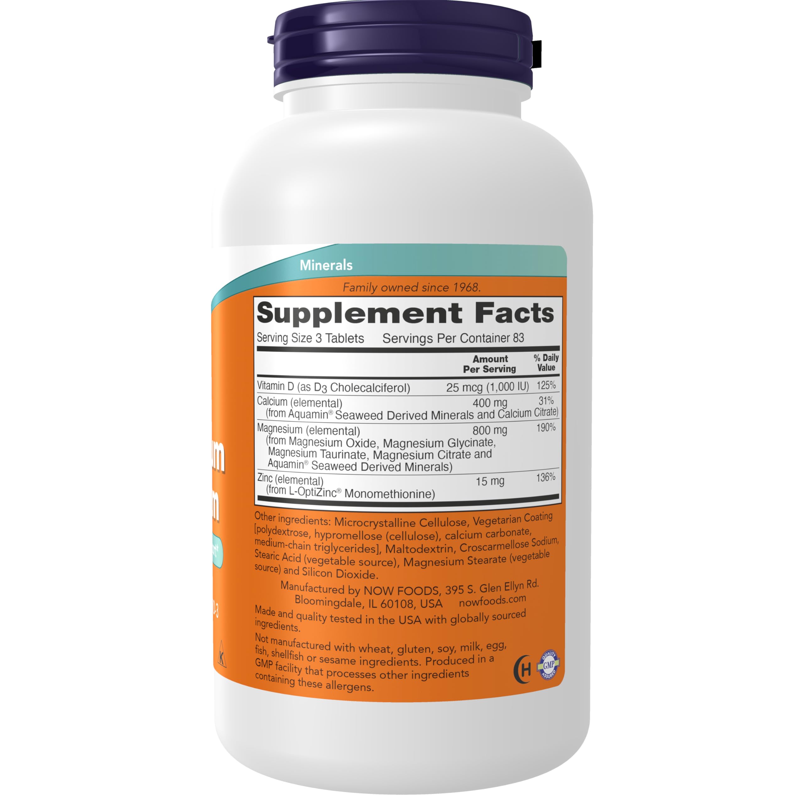 Label highlighting reverse 2:1 magnesium to calcium ratio