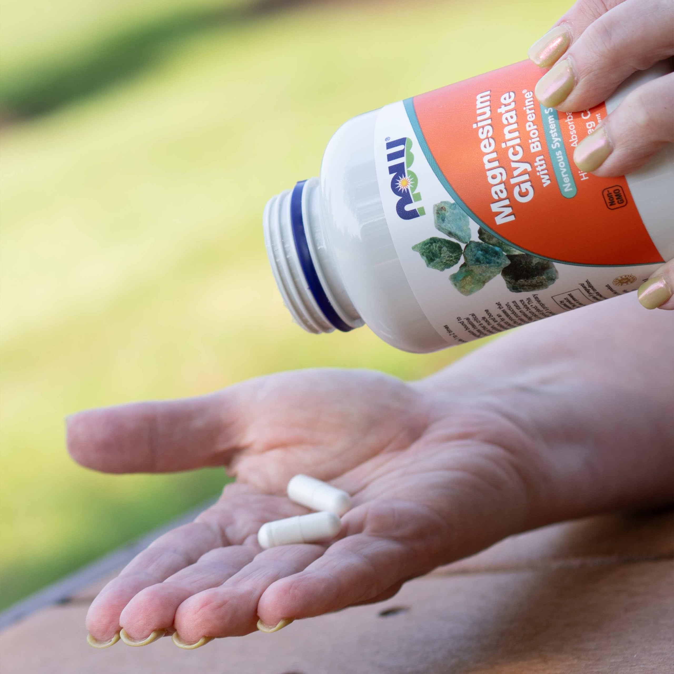 Made in USA packaging of NOW Magnesium Glycinate with BioPerine