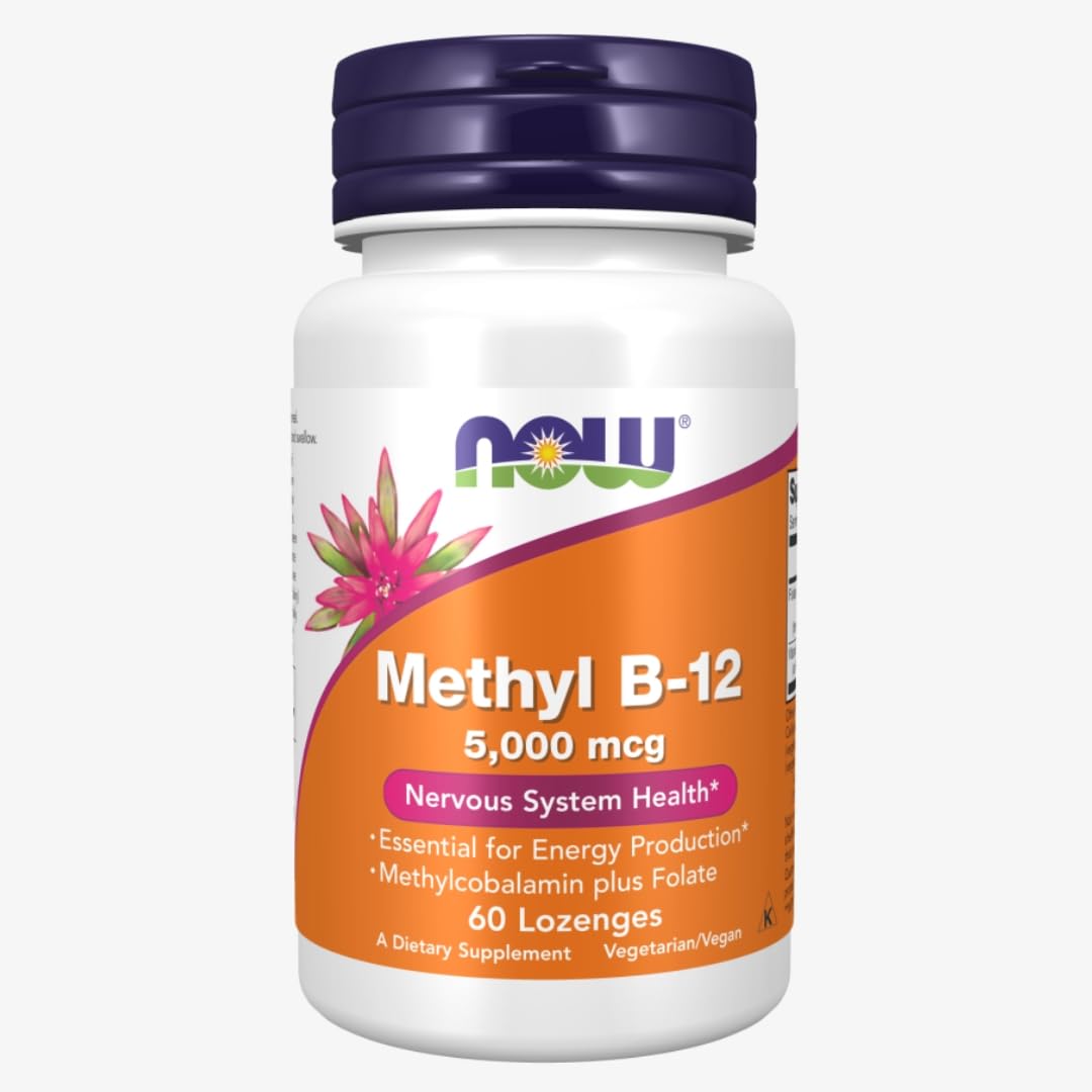 NOW Foods Methyl B-12 5000 mcg lozenges bottle and label