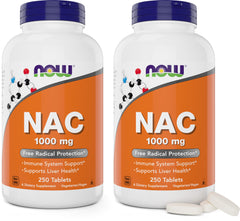 NOW NAC 1000 mg bottle front view with 250 tablets in pack of 2