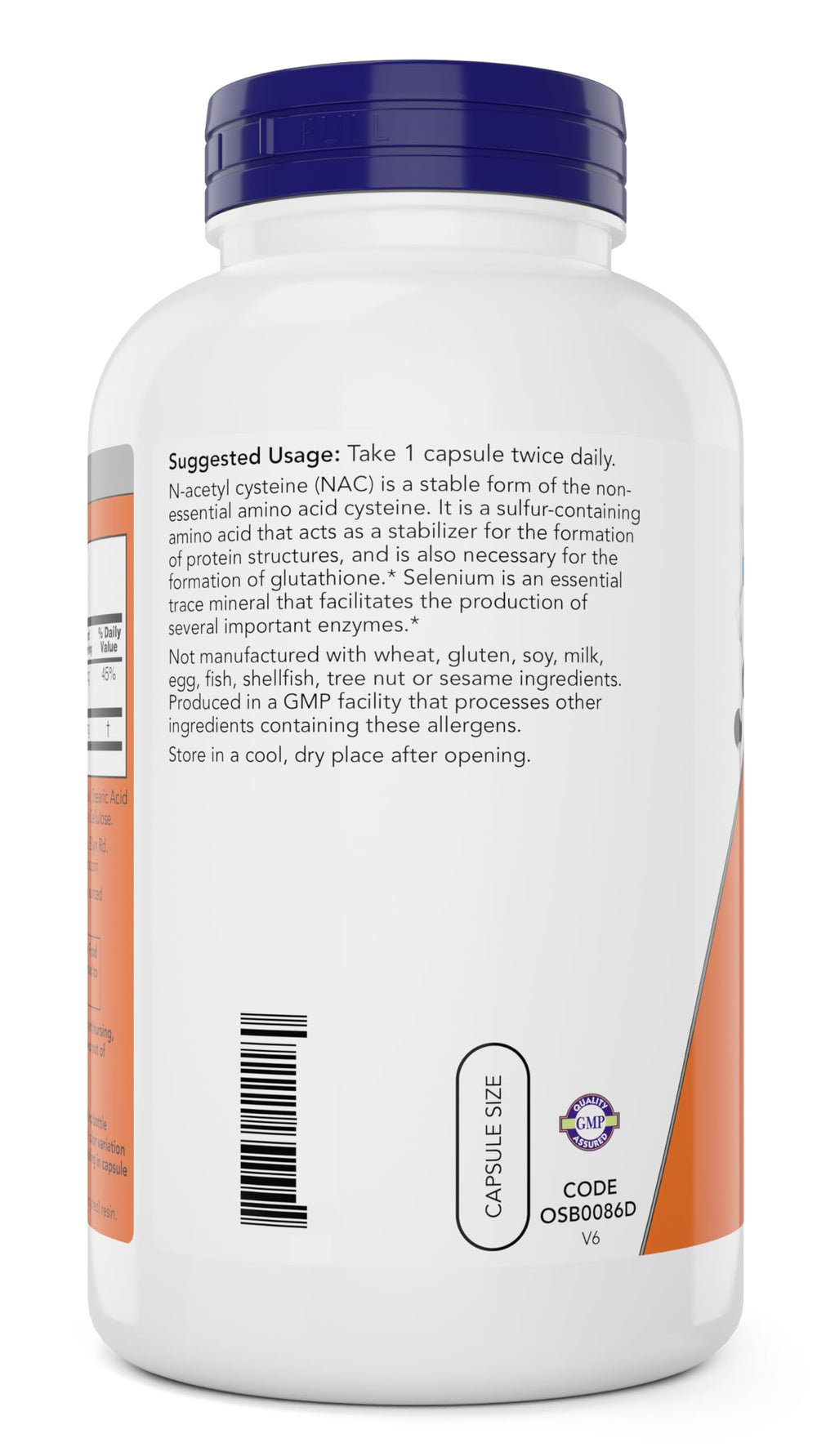 NOW Foods NAC 600 mg 400 capsules bottle on white background