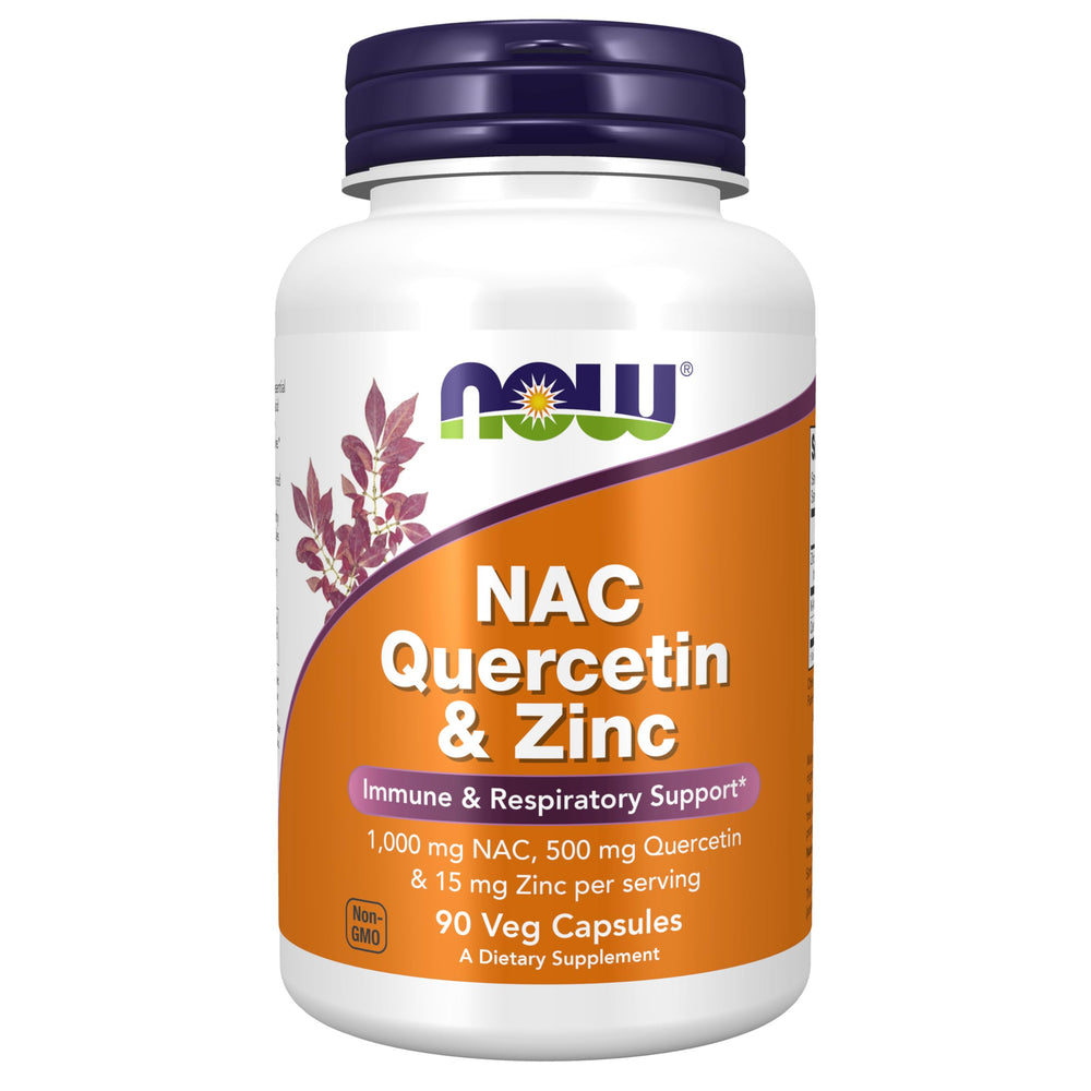 NOW Foods NAC Quercetin Zinc immune support bottle with 90 vegan capsules