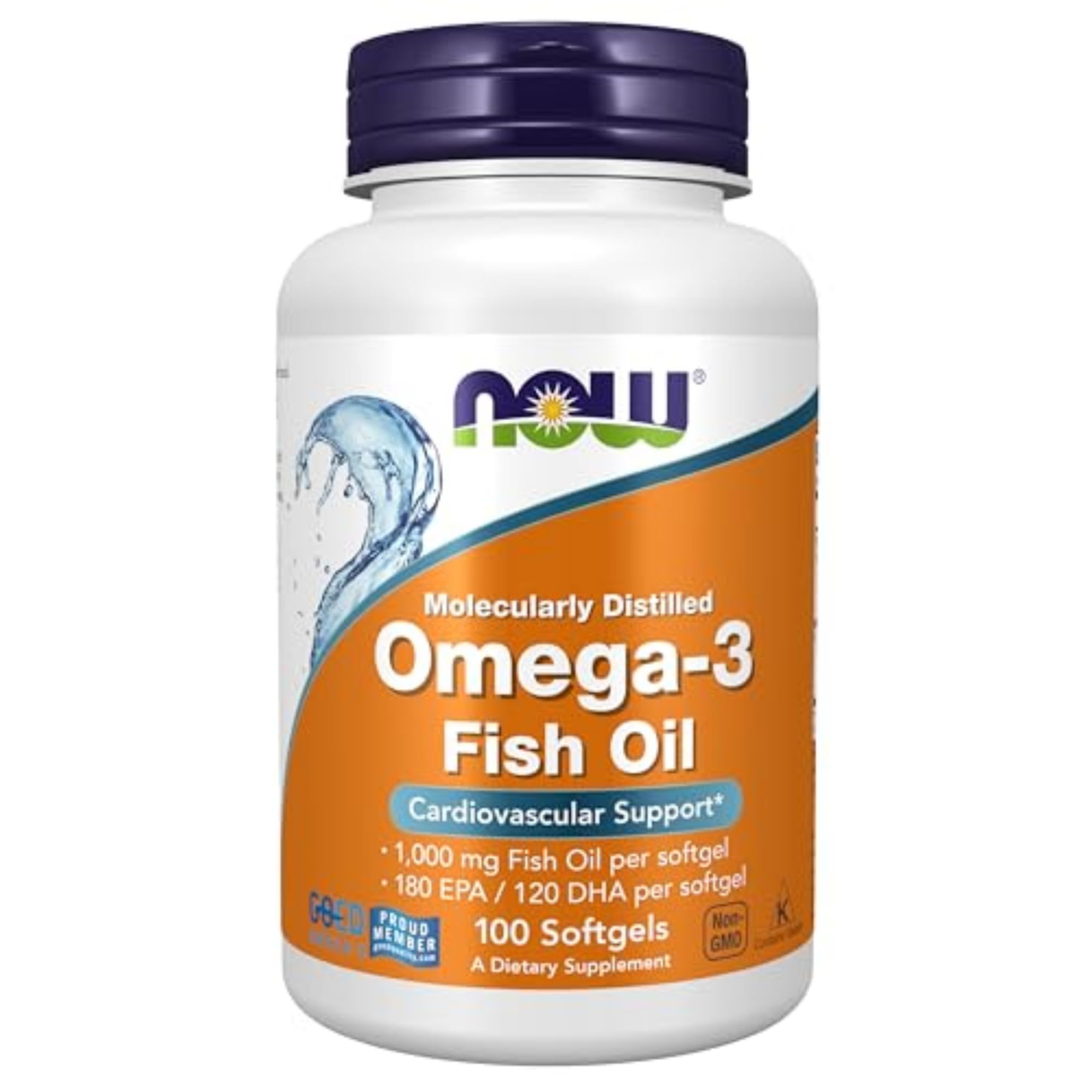 NOW Omega-3 180 EPA / 120 DHA 1000 mg softgels bottle front