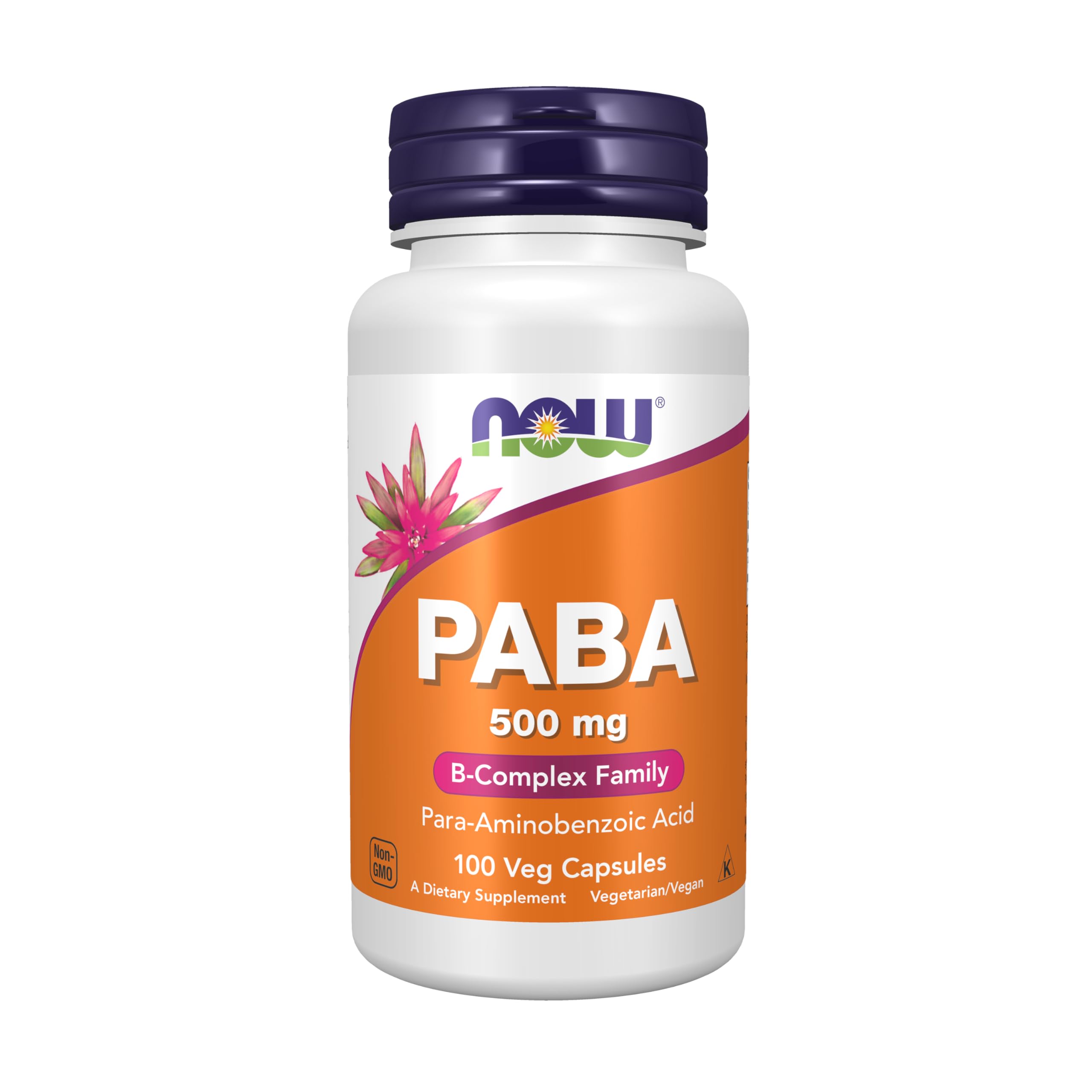 NOW PABA 500 mg bottle with 100 capsules