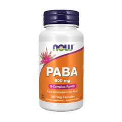NOW PABA 500 mg bottle with 100 capsules