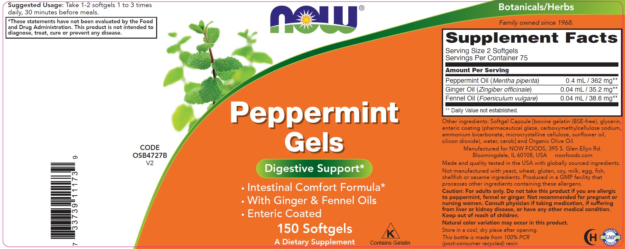 Serving suggestion: 1-2 softgels 30 minutes before meals