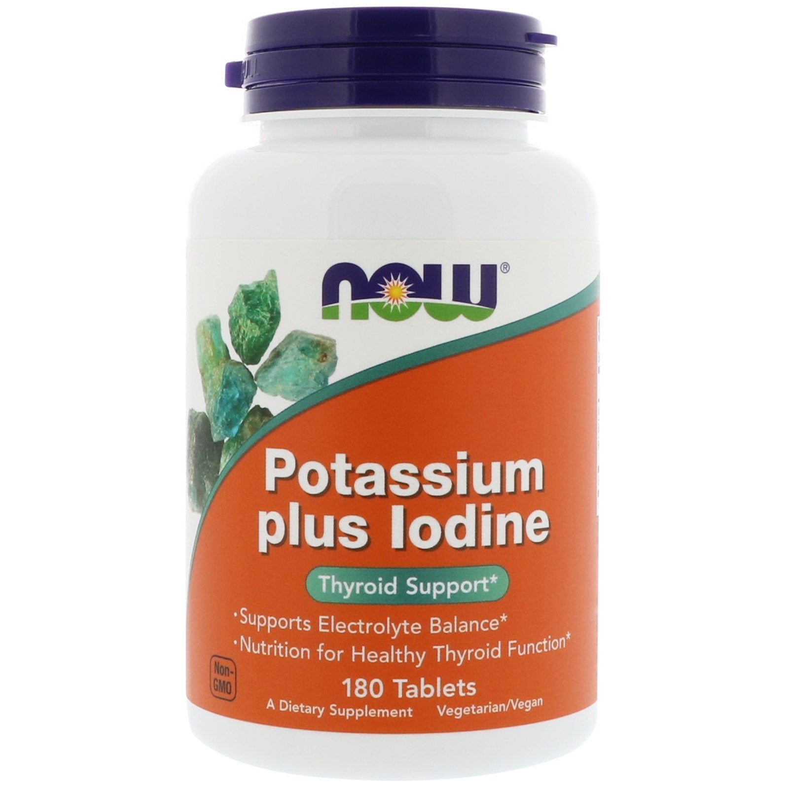 NOW Potassium Plus Iodine bottle label - front