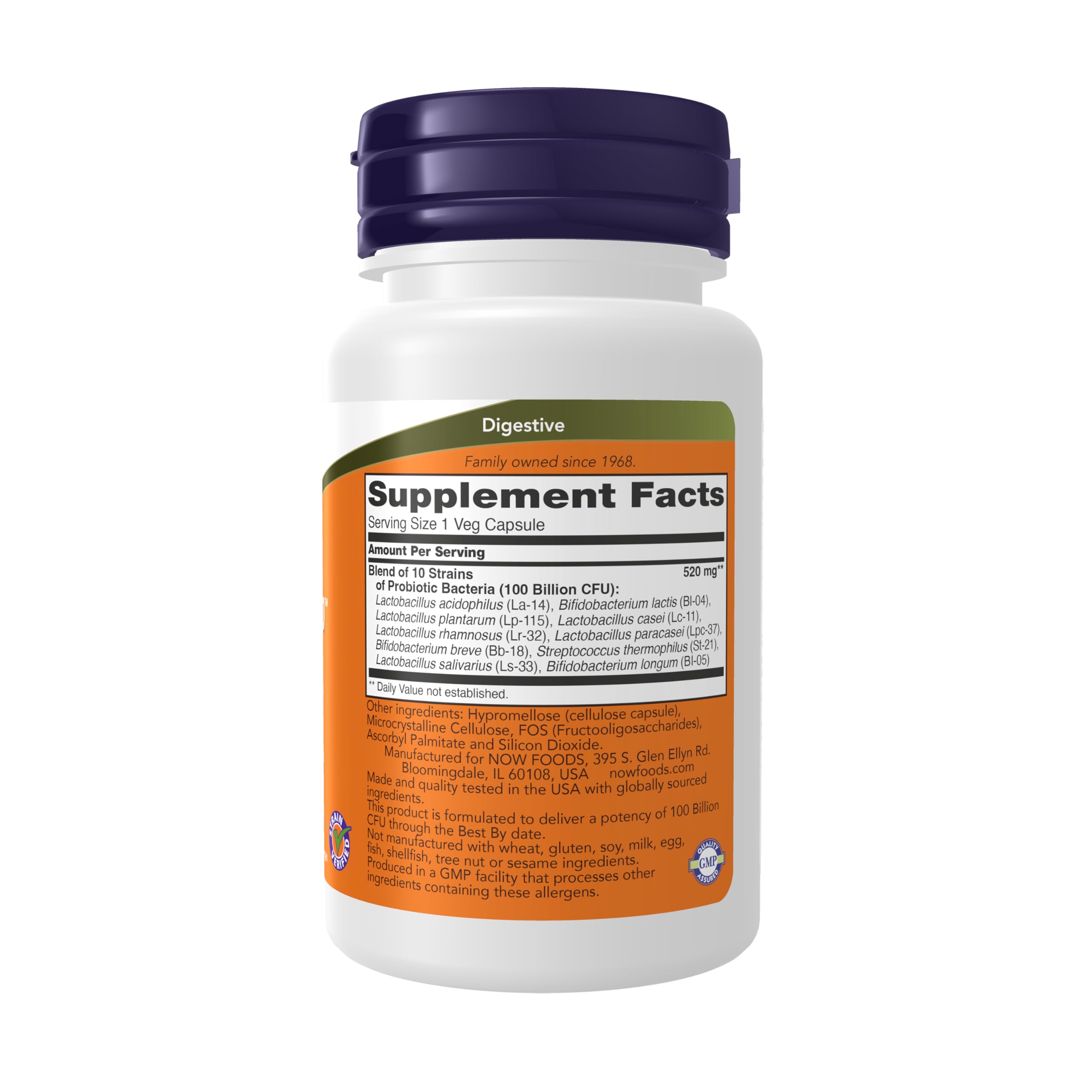 NOW Probiotic-10 capsule bottle close-up