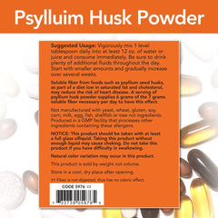NOW Psyllium Husk Powder 12lb label with nutrition facts
