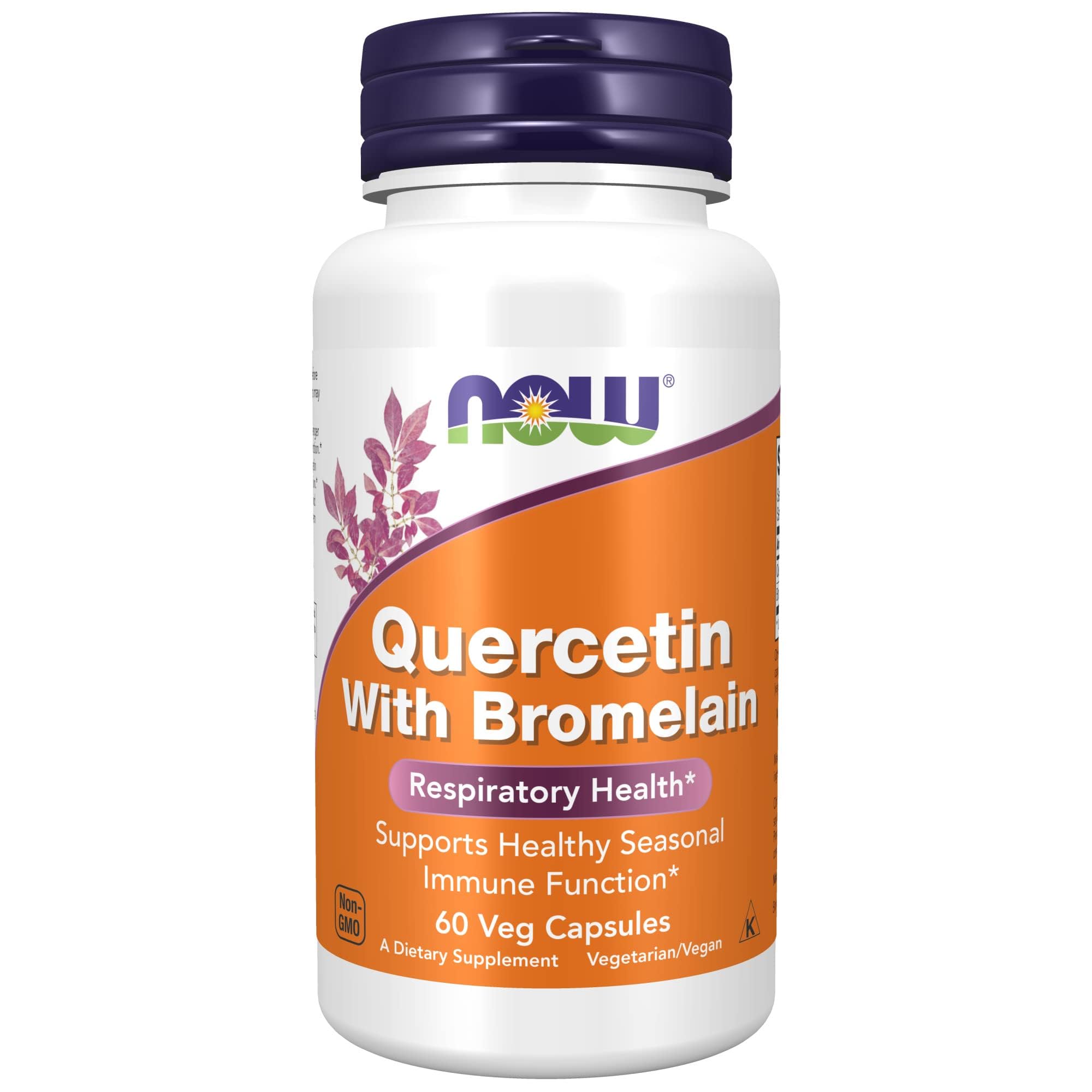 NOW Quercetin with Bromelain bottle and capsules