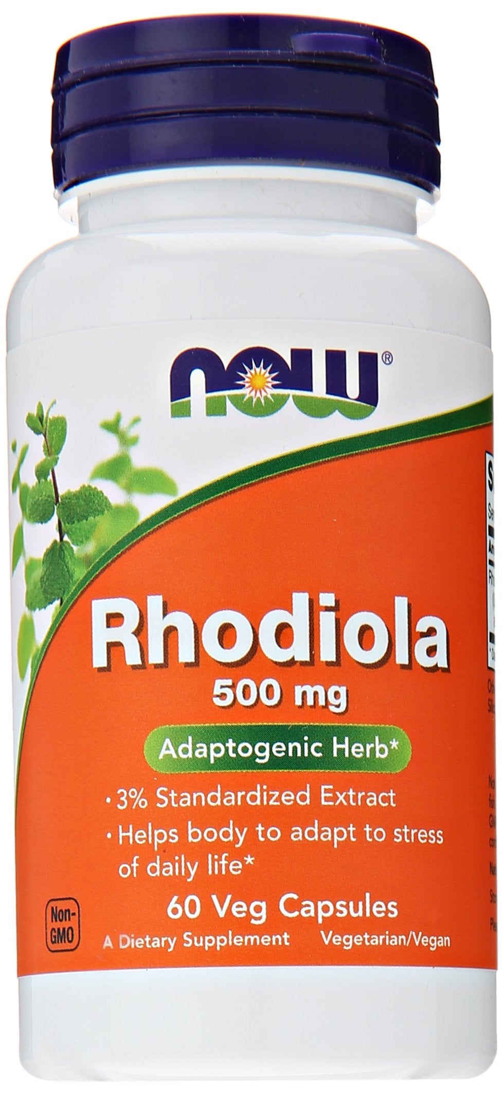 NOW Rhodiola Rosea 500mg bottle, 60 capsules, pack of 2