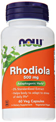 NOW Rhodiola Rosea 500mg bottle, 60 capsules, pack of 2