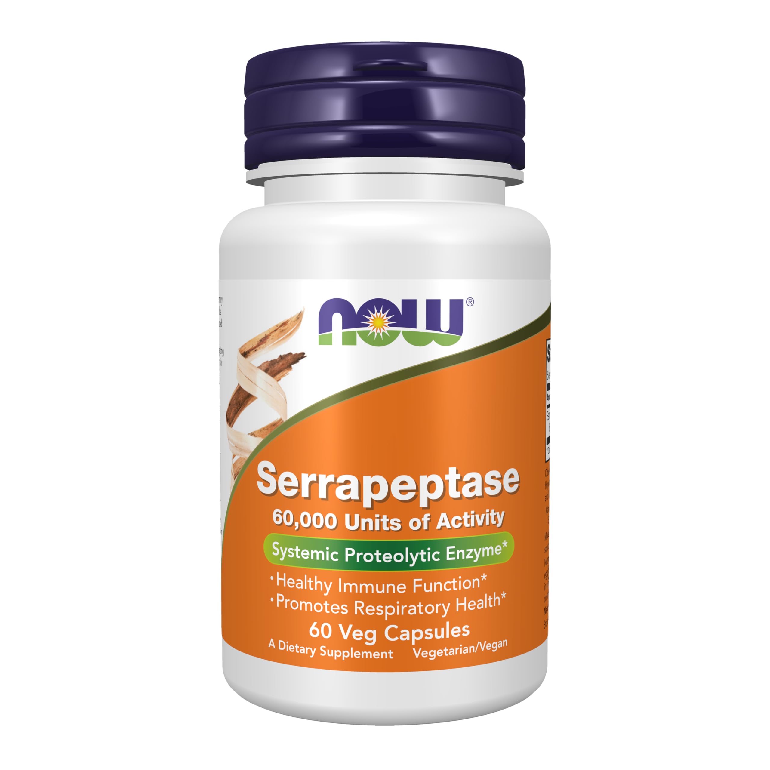 NOW Foods Serrapeptase 60,000 Units bottle label