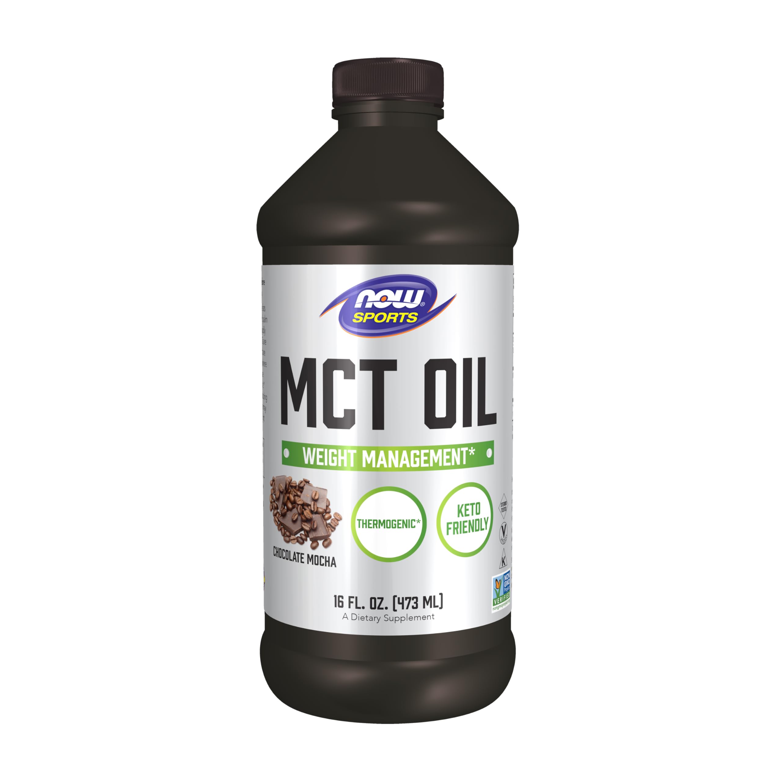 NOW Sports Nutrition MCT Oil Chocolate Mocha 16 oz bottle