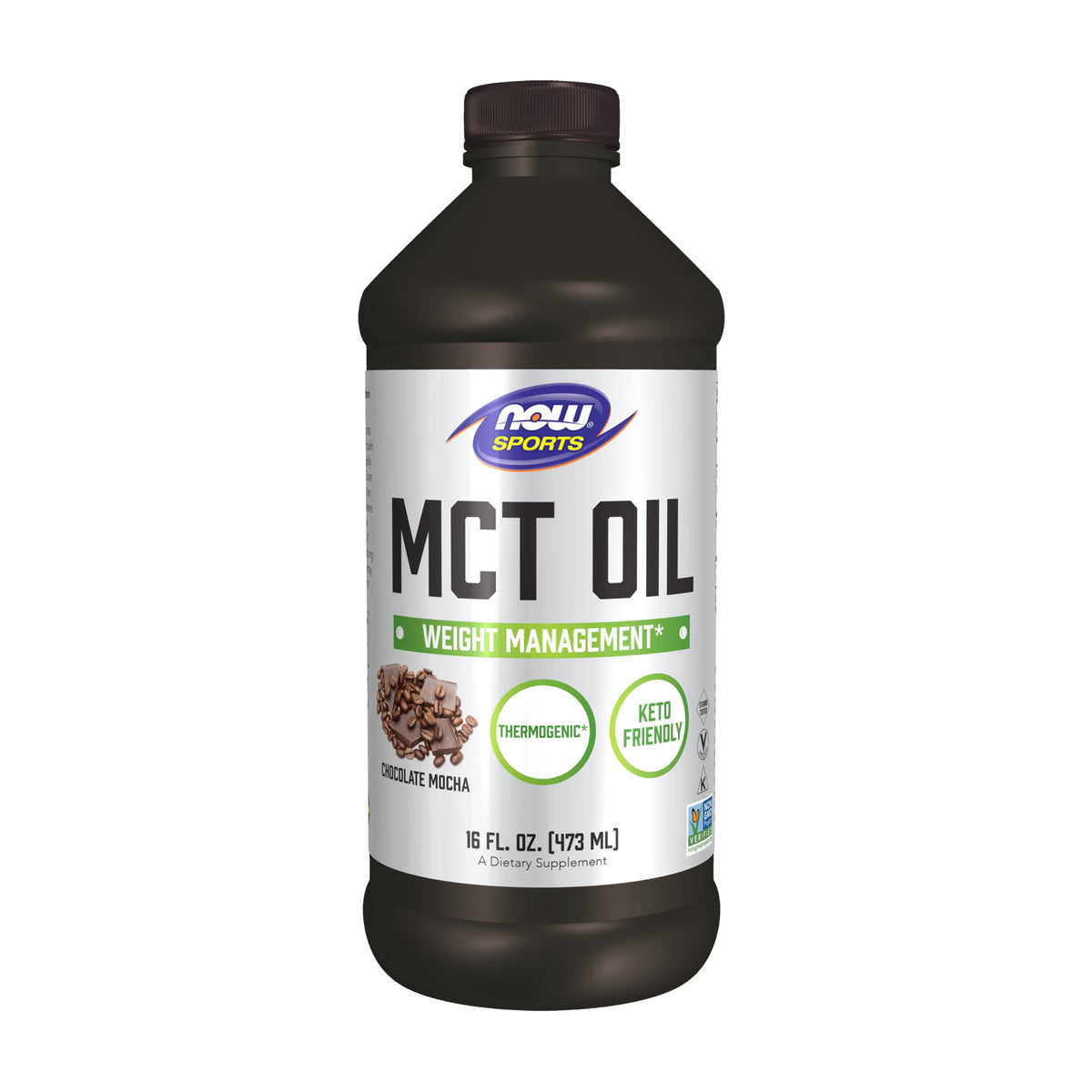 NOW Sports Nutrition MCT Oil Chocolate Mocha 16 oz bottle