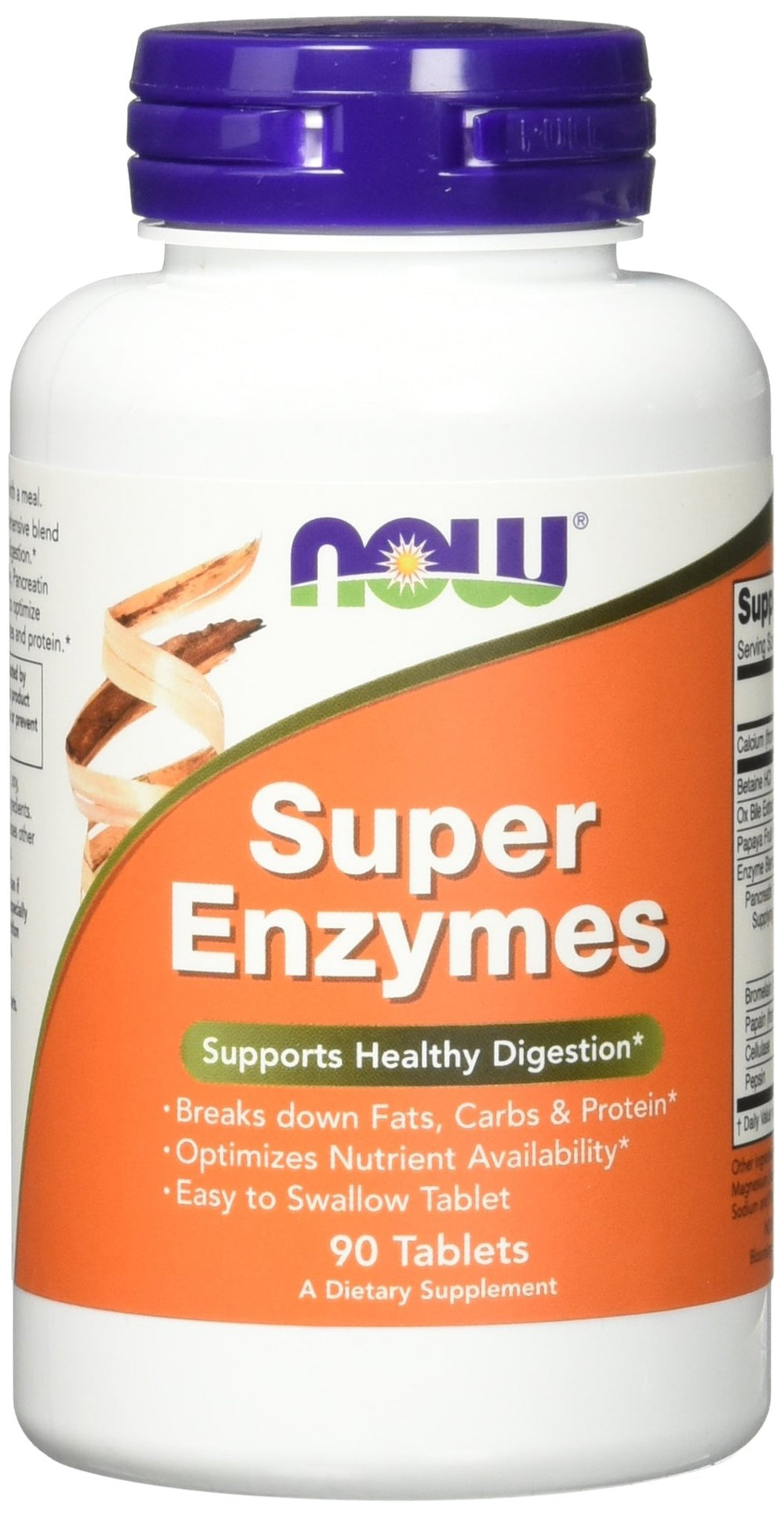 NOW Super Enzymes 90 Tablets Pack of 2 – front bottle shot