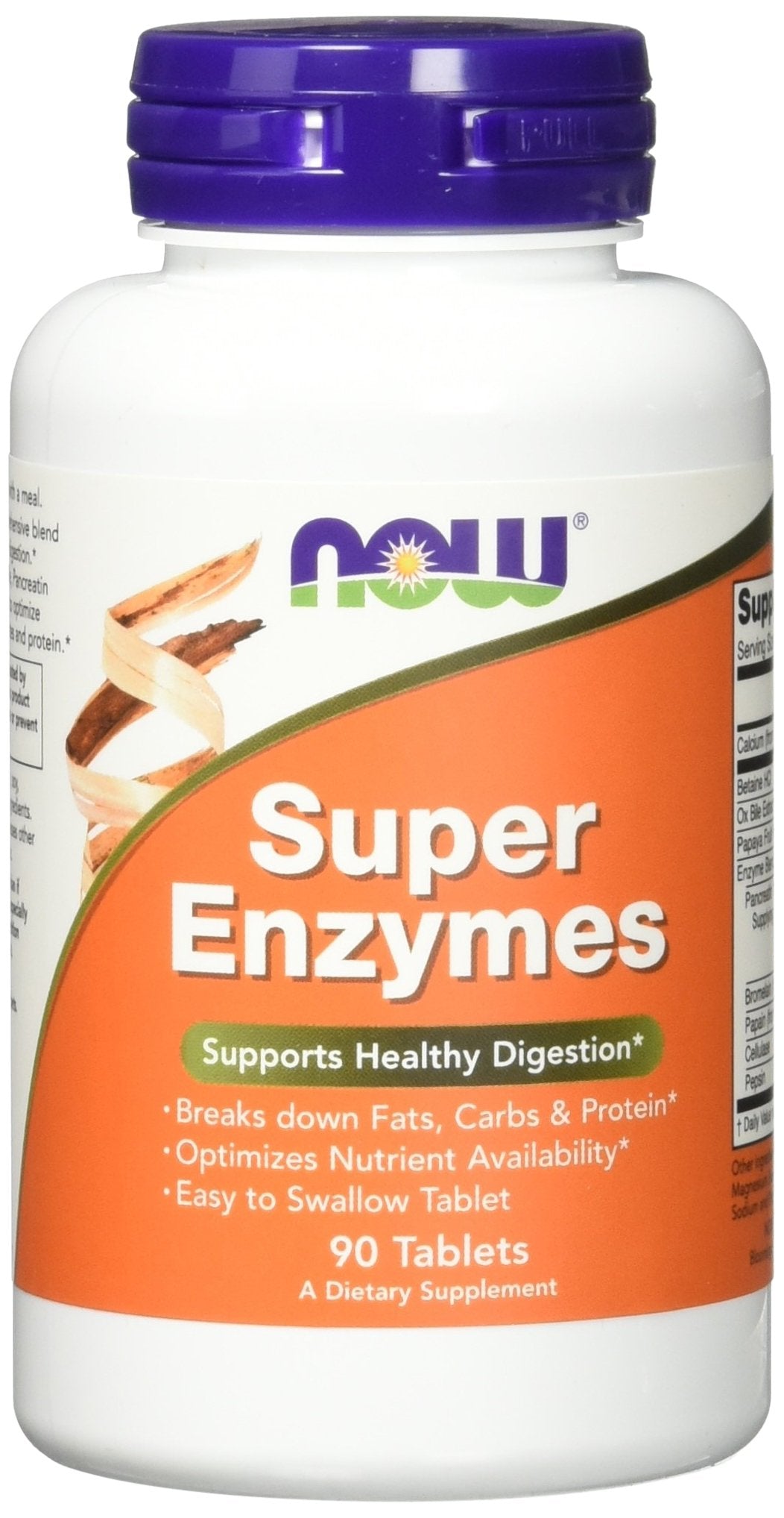 NOW Super Enzymes 90 Tablets Pack of 2 – front bottle shot