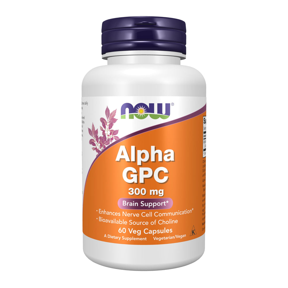 NOW Alpha GPC 300 mg bottle with Bioavailable Choline