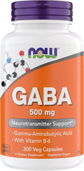 NOW GABA 500 mg capsules bottle label