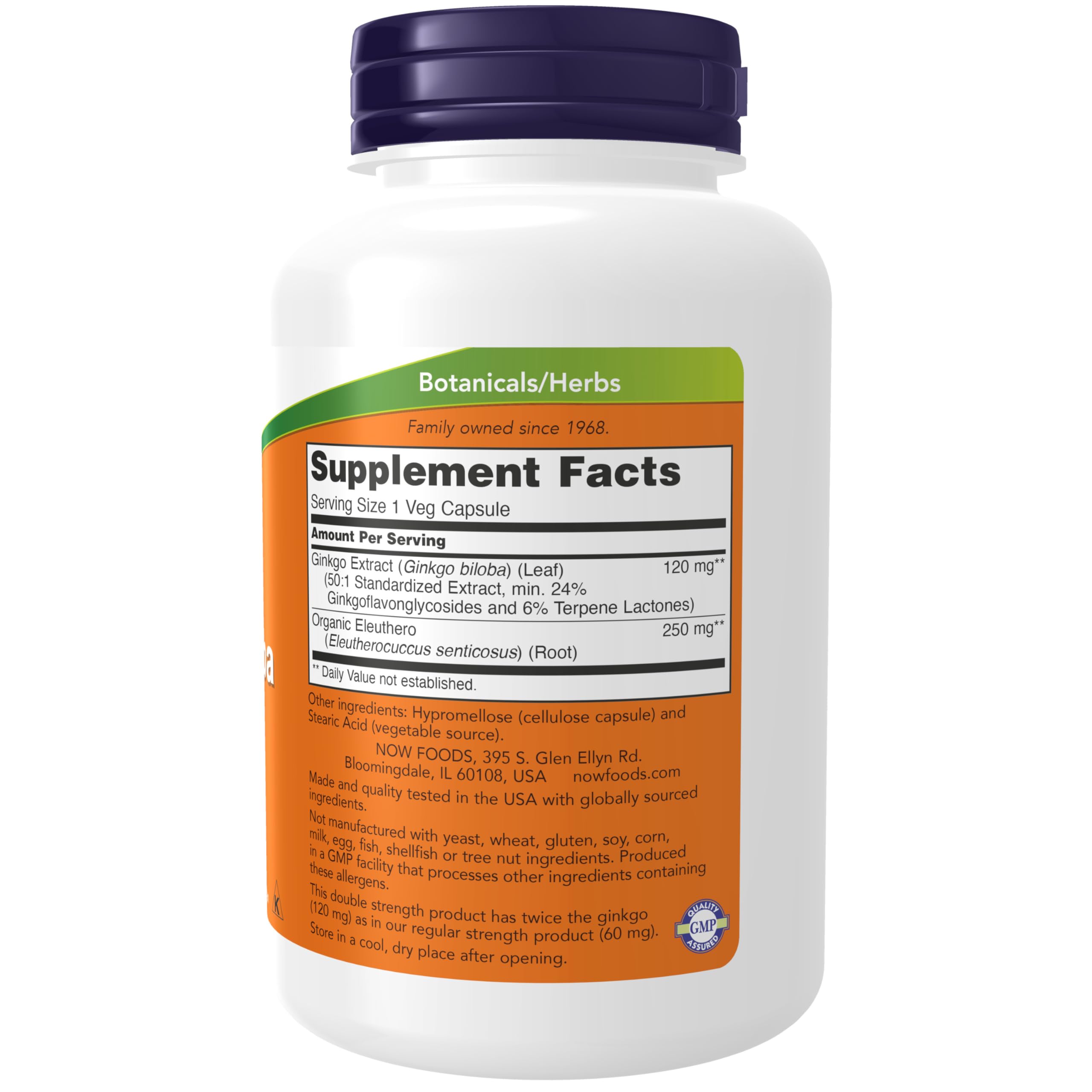 Close-up of Ginkgo Biloba 120 mg veggie capsules