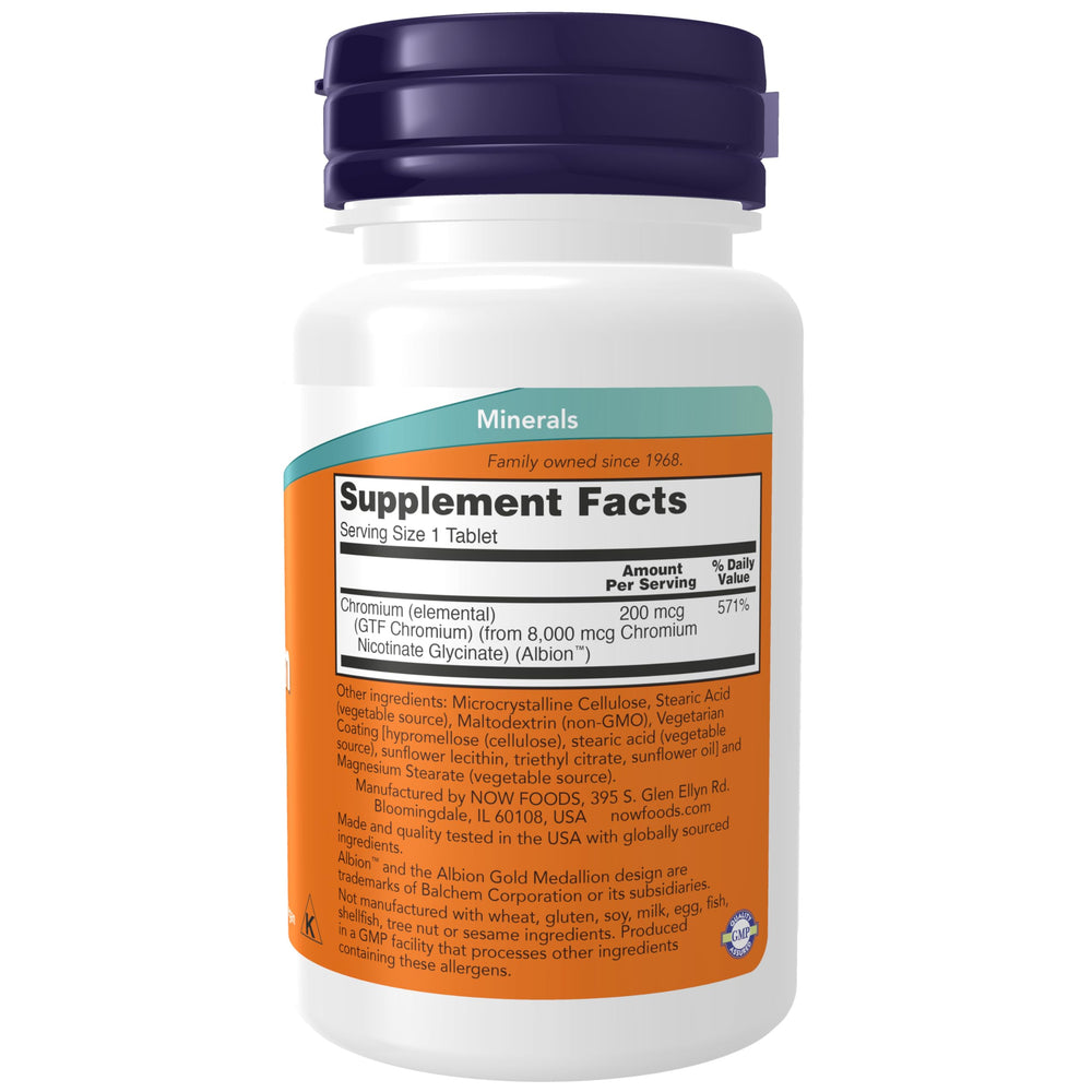 NOW Supplements GTF Chromium label and ingredients