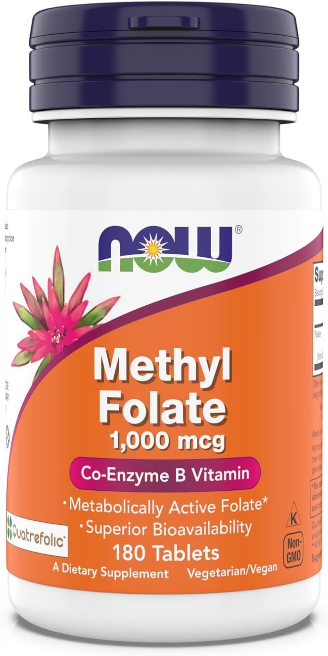 Now Supplements Methyl Folate 1000 mcg bottle and tablets