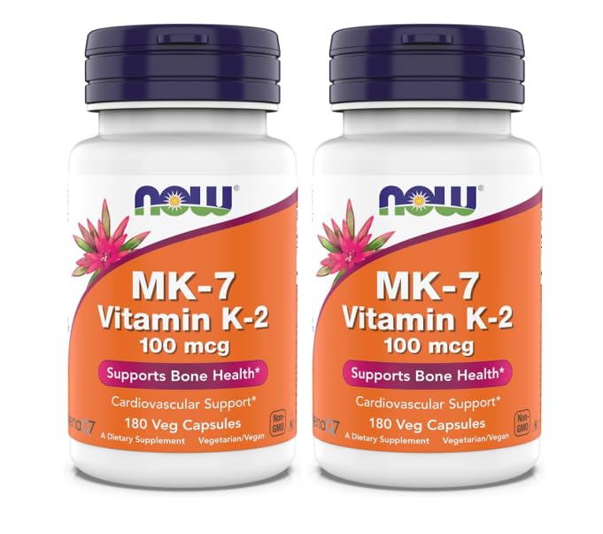 NOW Supplements MK-7 Vitamin K-2 100 mcg bottle front with label