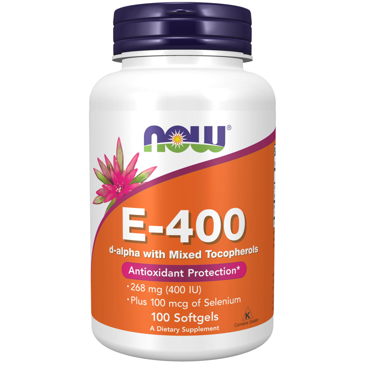 NOW Supplements Vitamin E-400 IU with Mixed Tocopherols bottle