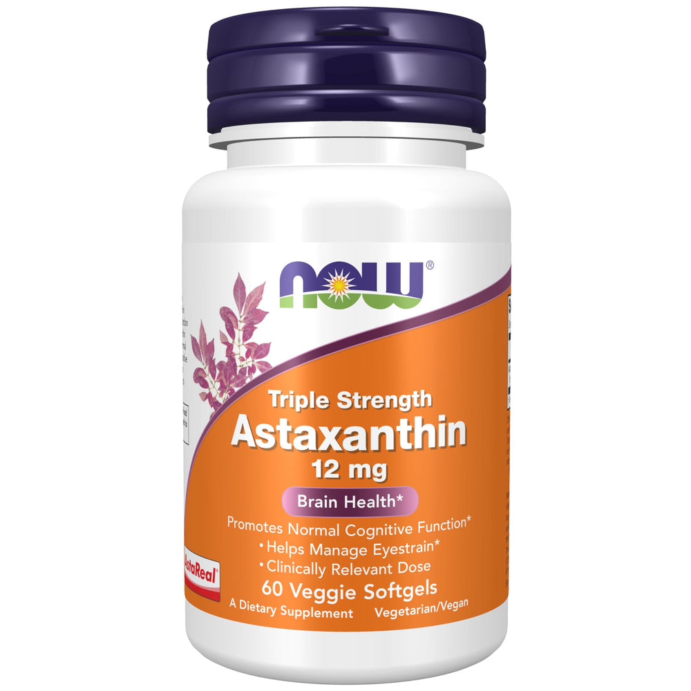 NOW Supplements Triple Strength Astaxanthin 12 mg bottle front view