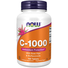 NOW Foods Vitamin C-1000 bottle with Rose Hips and Bioflavonoids