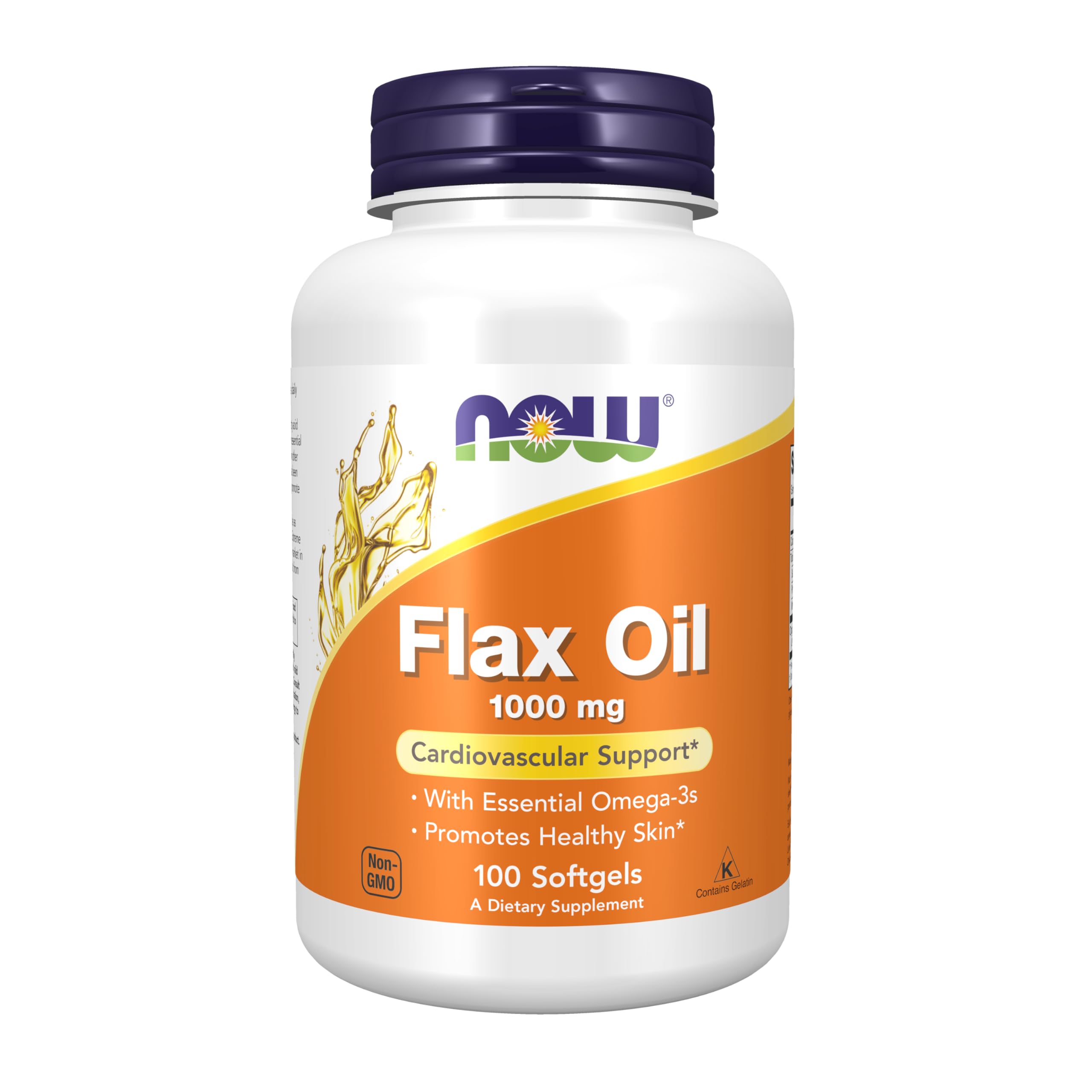 NOW Foods Flax Oil 1,000 mg softgel bottle