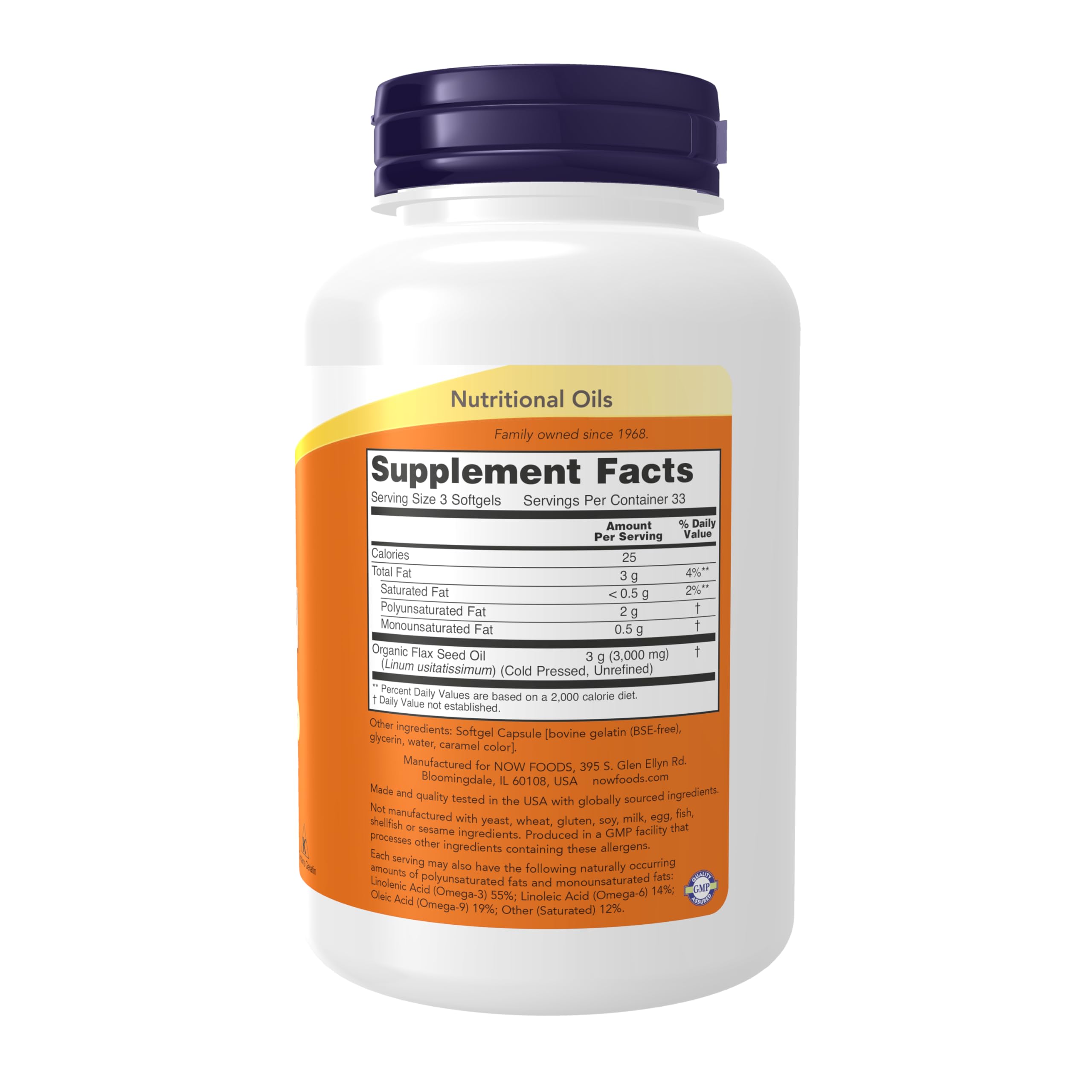 Close-up of flax oil softgels