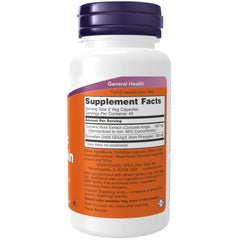 NOW Foods Turmeric & Bromelain bottle back label with supplement facts