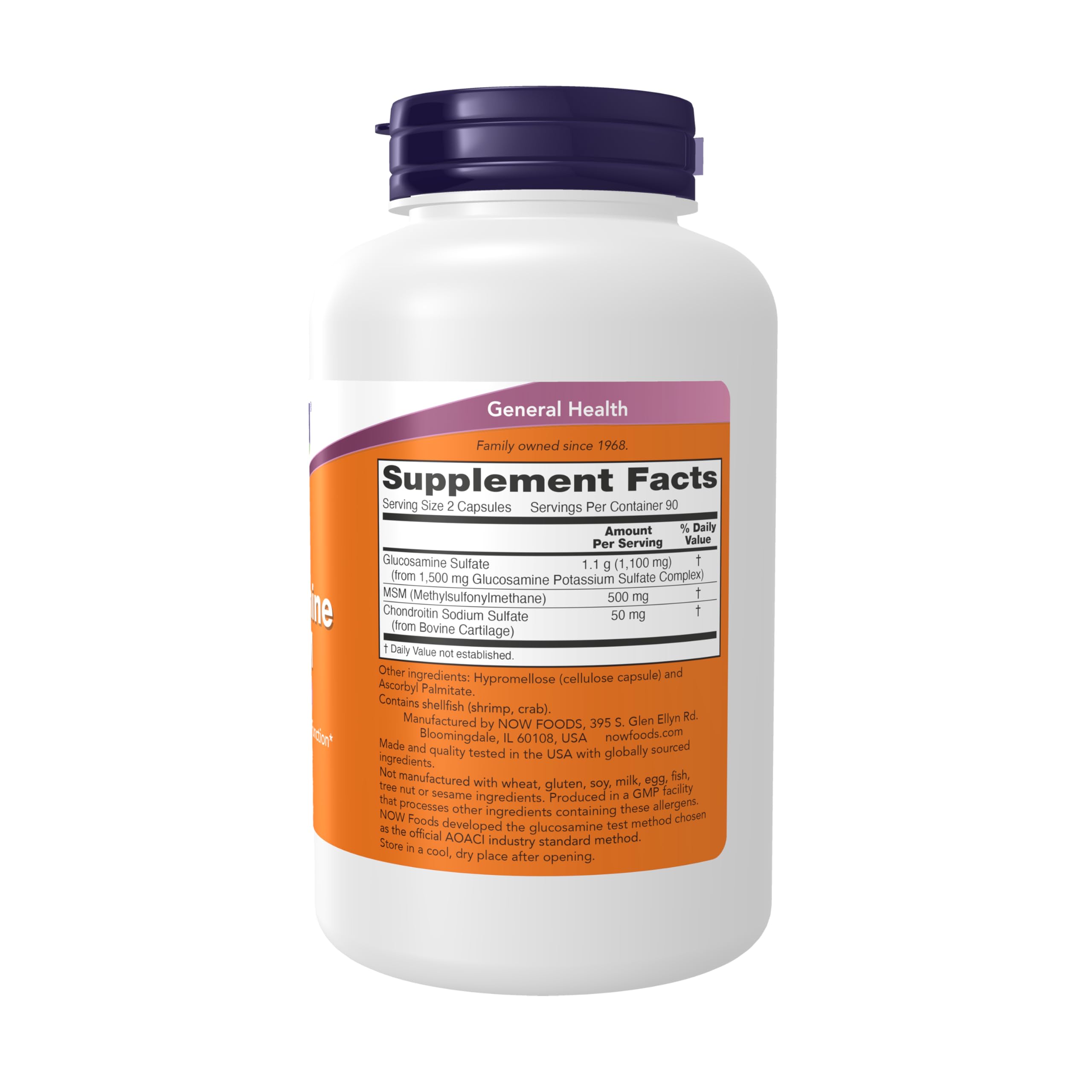 NOW Foods Glucosamine & MSM bottle front view