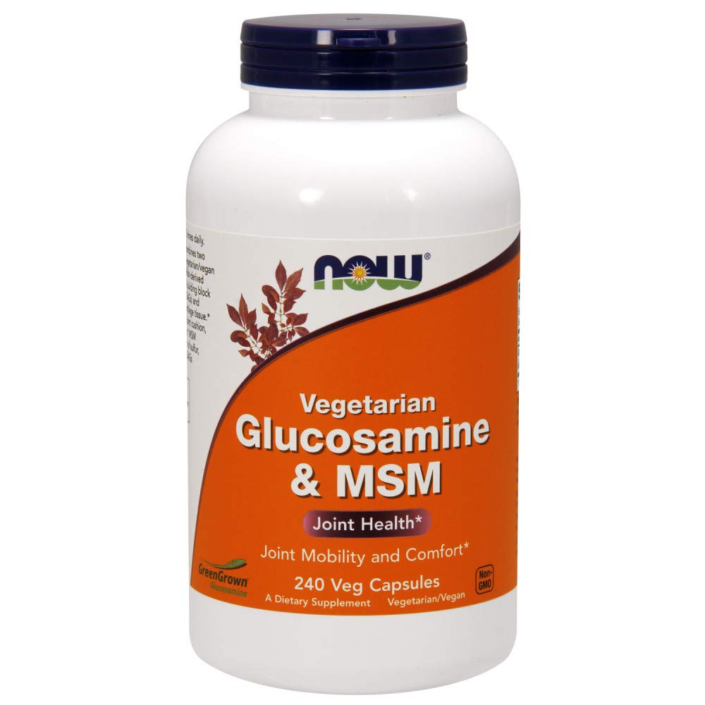 NOW Foods Vegetarian Glucosamine & MSM 240 Veg Capsules bottle front