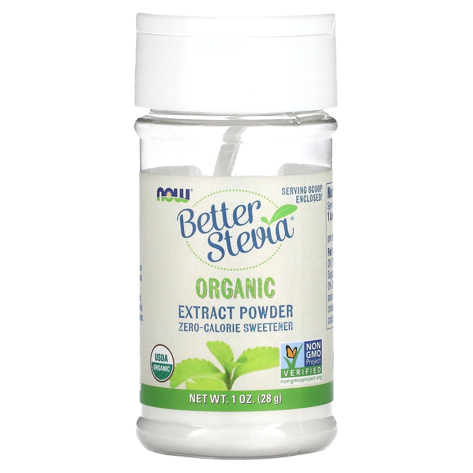 Now Foods Better Stevia Organic Zero Calorie Powder 1 oz - front view