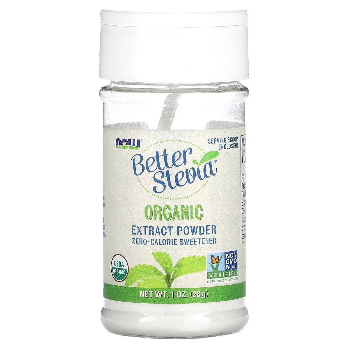 Now Foods Better Stevia Organic Zero Calorie Powder 1 oz - front view