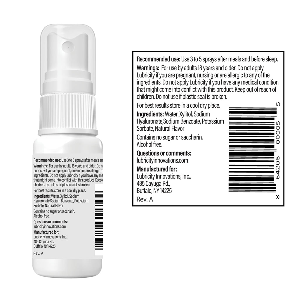 Lifestyle shot of using Lubricity Xtra to relieve dry mouth.