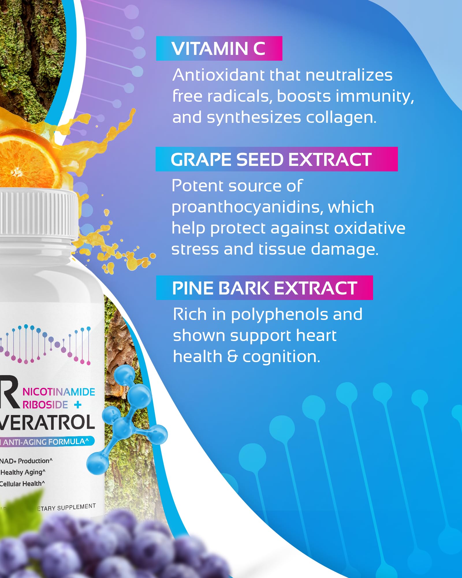 NAD+ boosting supplement packaging and branding