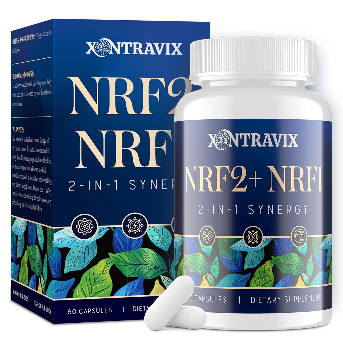 NRF1 NRF2 dual-activator bottle front label