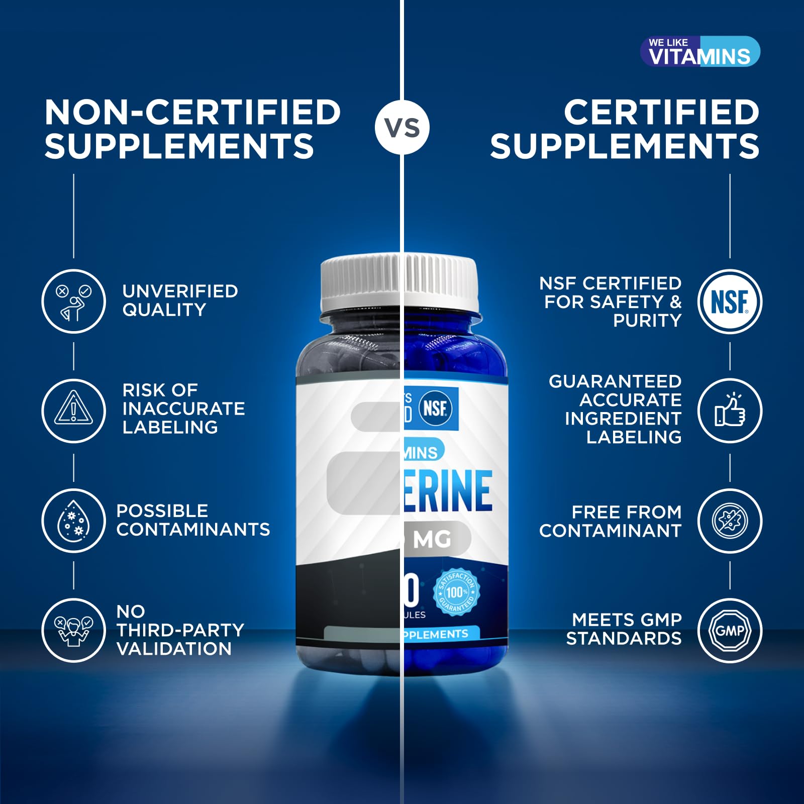 NSF certified seal on Berberine HCL bottle