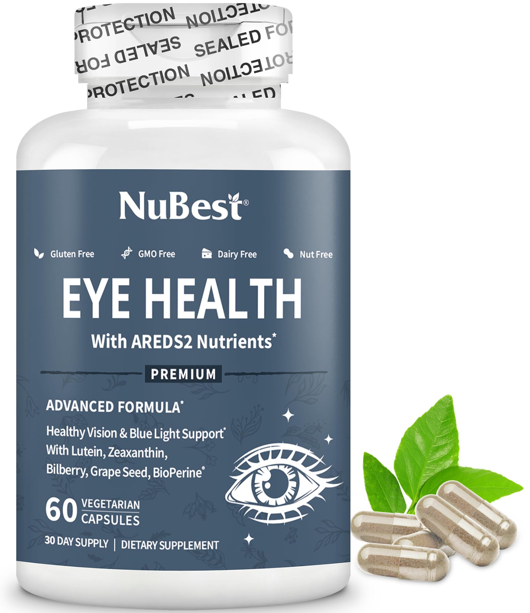 NuBest AREDS2 Eye Vitamins bottle on white background