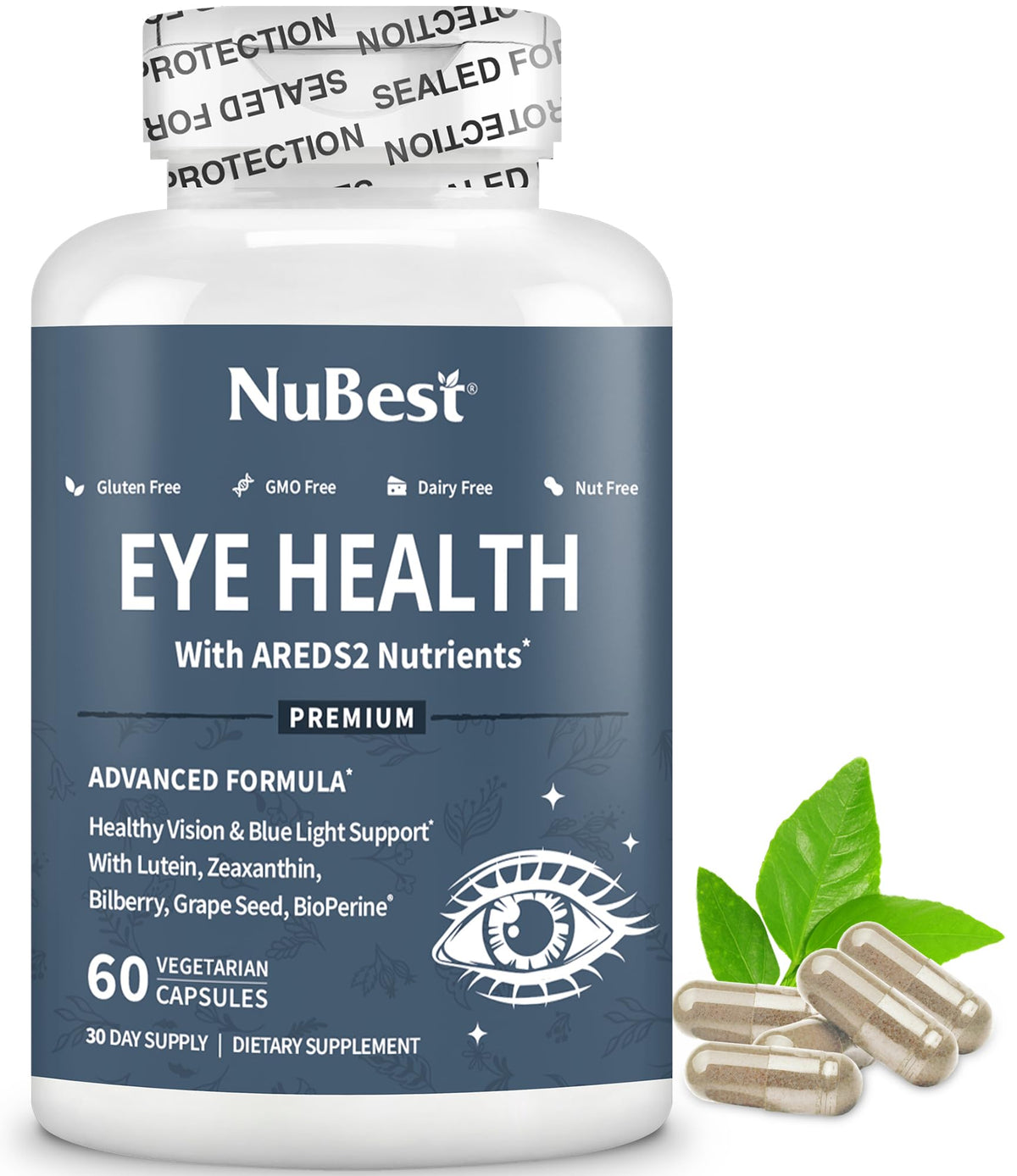NuBest AREDS2 Eye Vitamins bottle on white background