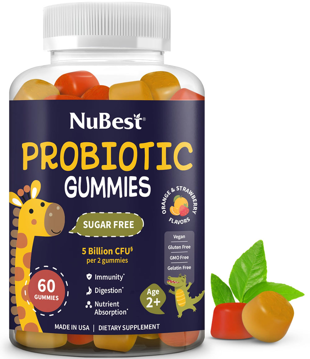 NuBest Daily Probiotic Gummies bottle with 5B CFUs label for kids