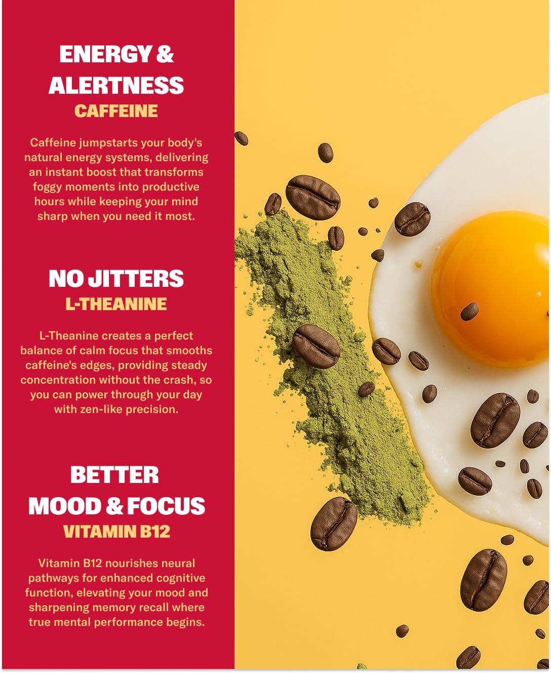 NuStrips caffeine L-Theanine visual highlights balanced energy and smoother focus.