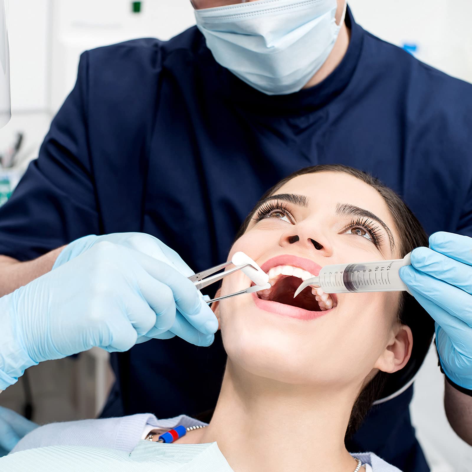 Curved irrigator syringe designed to reach hard to access areas