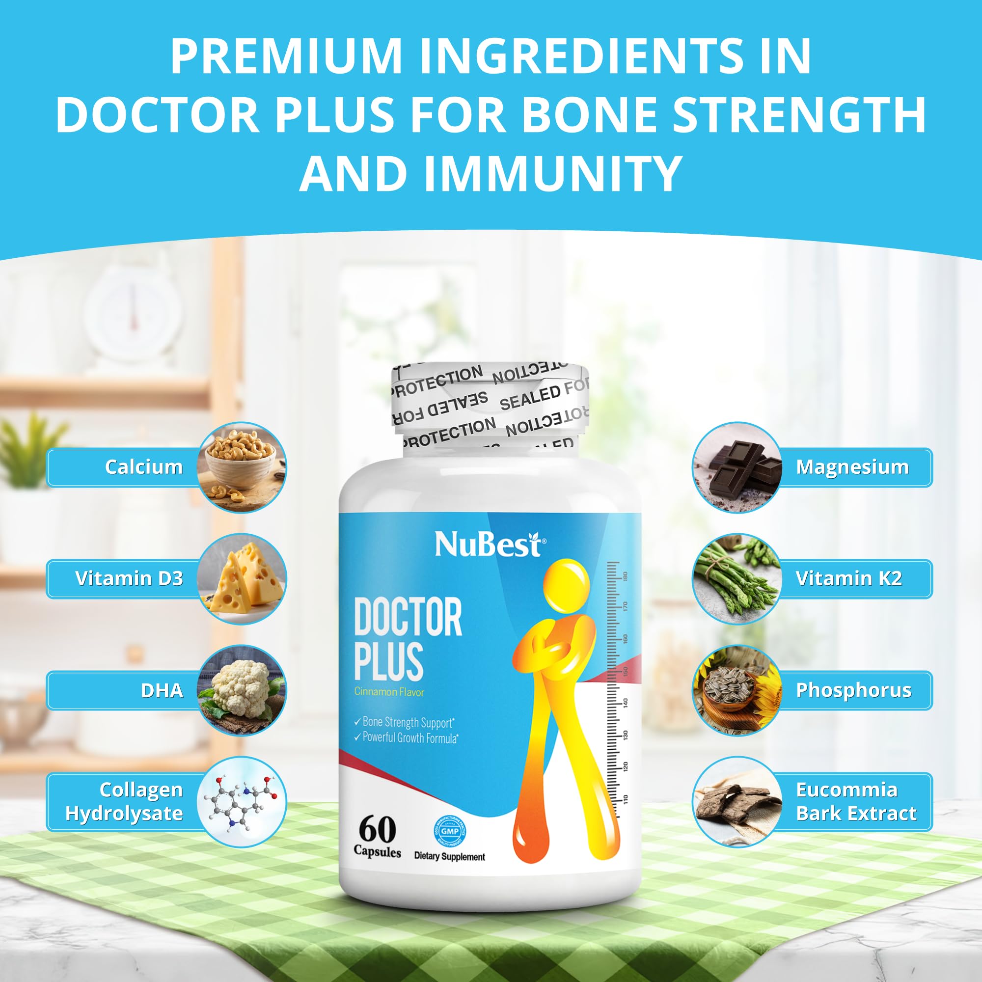 Back view of NuBest Doctor Plus bottle showing supplement facts